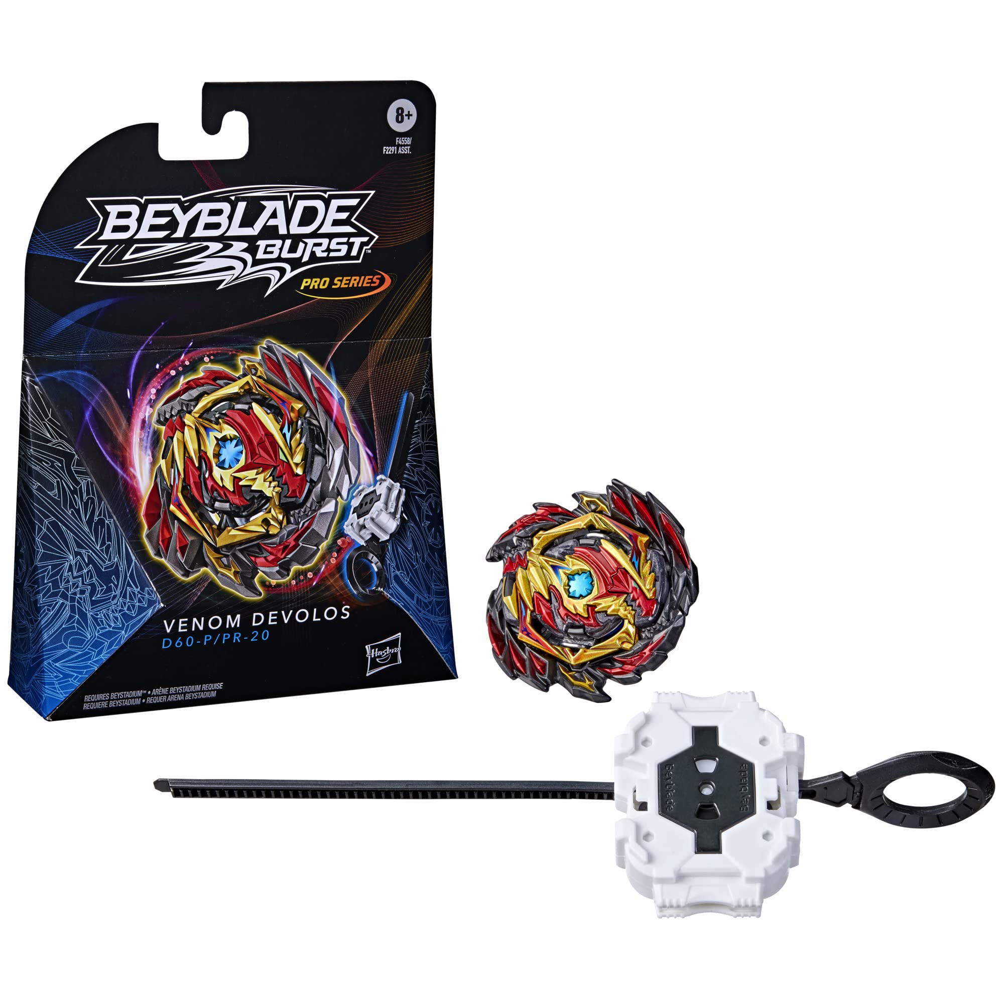 BEYBLADE Burst Pro Series Venom Devolos Spinning Top Starter Pack - Attack Type Battling Game Top with Launcher Toy