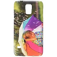Funny cute toddler girl wearing raincoat with colorful umbrella cell phone cover case Samsung S5