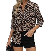 Womens Button-Down Shirts Long Sleeve Wrinkle Free Exquisite Print Fashion Casual Blouse Top XS-XXL
