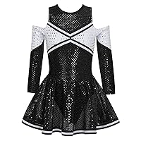 CHICTRY Girls Long Sleeve Off Shoulder Cheerleading Fancy Dress Outfit High School Cheer Leader Costumes