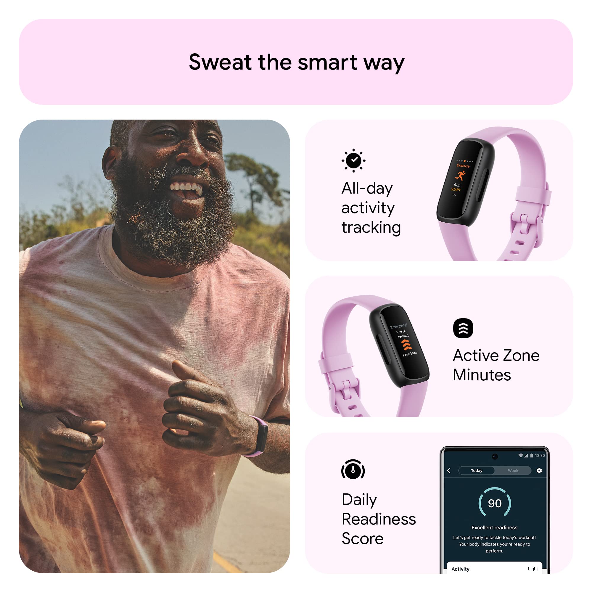 Fitbit Inspire 2 Health & Fitness Tracker with a Free 1-Year Fitbit Premium  Trial, 24/7 Heart Rate, Black/Black, One Size (S & L Bands Included) :  Sports & Outdoors 