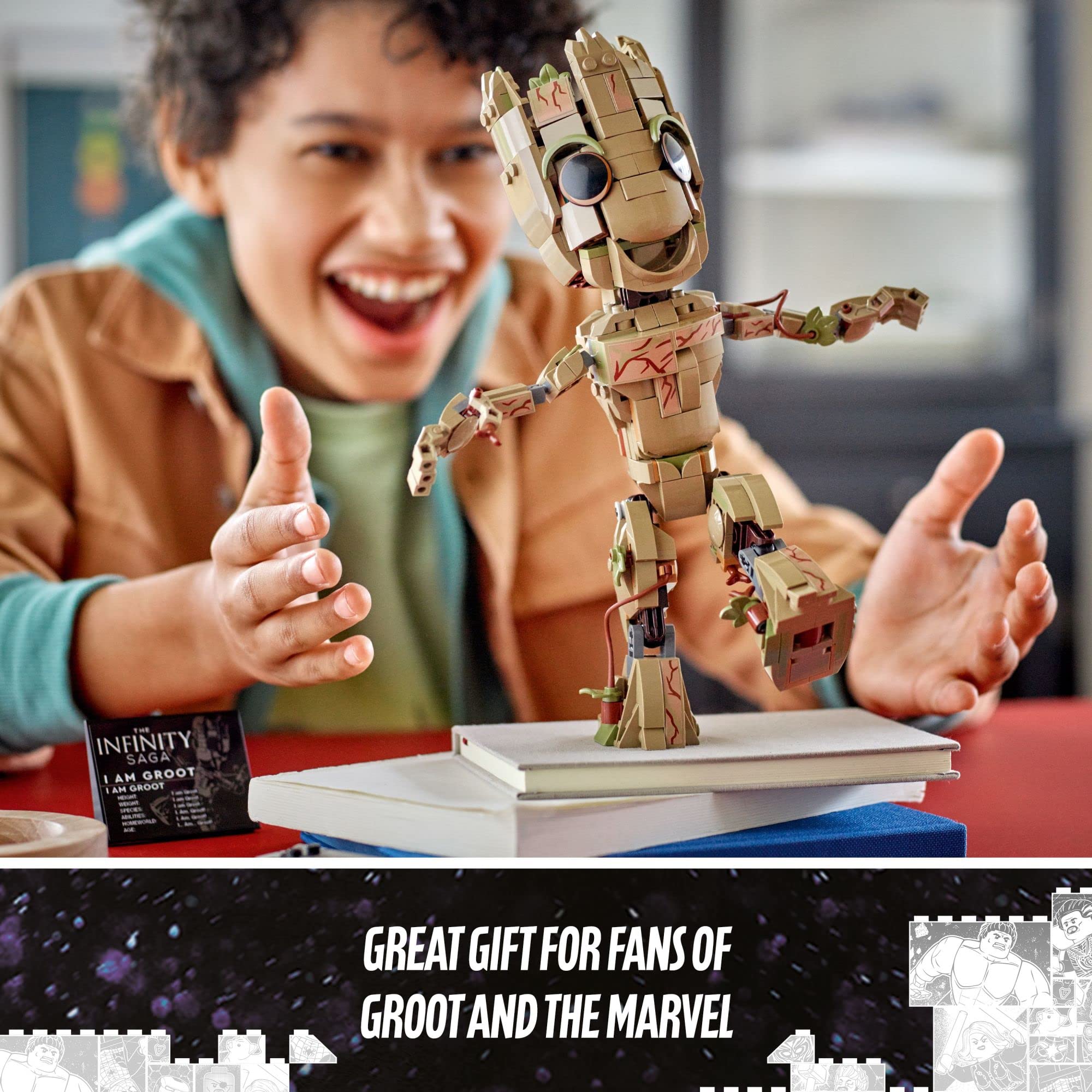 LEGO Marvel I am Groot 76217 Building Toy Set - Action Figure from The Guardians of The Galaxy Movies, Baby Groot Model for Play and Display, Great for Kids, Boys, Girls, and Avengers Fans Ages 10+