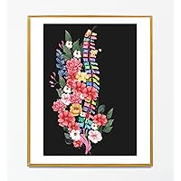Human Spine Anatomy Art Print, Watercolor Painting with Black Background, Ideal Gift for Medical Professionals, Suitable for Home Decor (8x10 in)