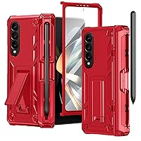 LONTECT for Galaxy Z Fold 4 5G Case Military Grade Protection Shockproof Heavy Duty Case Built in Screen Protector&S Pen Slot Rugged Drop Protective Cover Case for Samsung Galaxy Z Fold 4 2022,Red