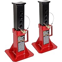 BIG RED ATZ120005R Torin Heavy Duty Pin Type Professional Car Jack Stand with Lock, 12 Ton (26,400 lb) Capacity, Red, 1 Pair
