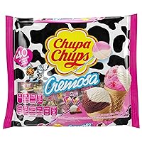 Chupa Chups Cremosa Lollipop Assortment, 2 Ice Cream Flavors, Individually Wrapped Candy for Kids, 16.9 OZ Bag (40 Suckers)