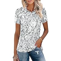 TFSDOD Womens Golf Polo Shirts Collared Short Sleeve T Shirt Lightweight Moisture Wicking Polo Casual 3 Buttons Outfits
