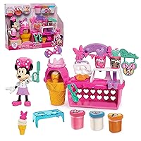 Disney Junior Minnie Mouse Sweets & Treats Shop, 16-piece Pretend Play Food Set with 6-inch Figure, Officially Licensed Kids Toys for Ages 3 Up