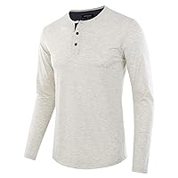 Men's Classic Comfort Soft Regular Fit Long Sleeve Active Sports Henley T-Shirt Tee