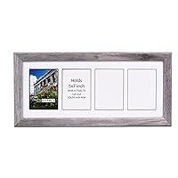 CreativePF- 4 Opening Glass Face Driftwood Picture Frame to hold 5 by 7 inch Photographs including 10x24-inch White Mat Collage