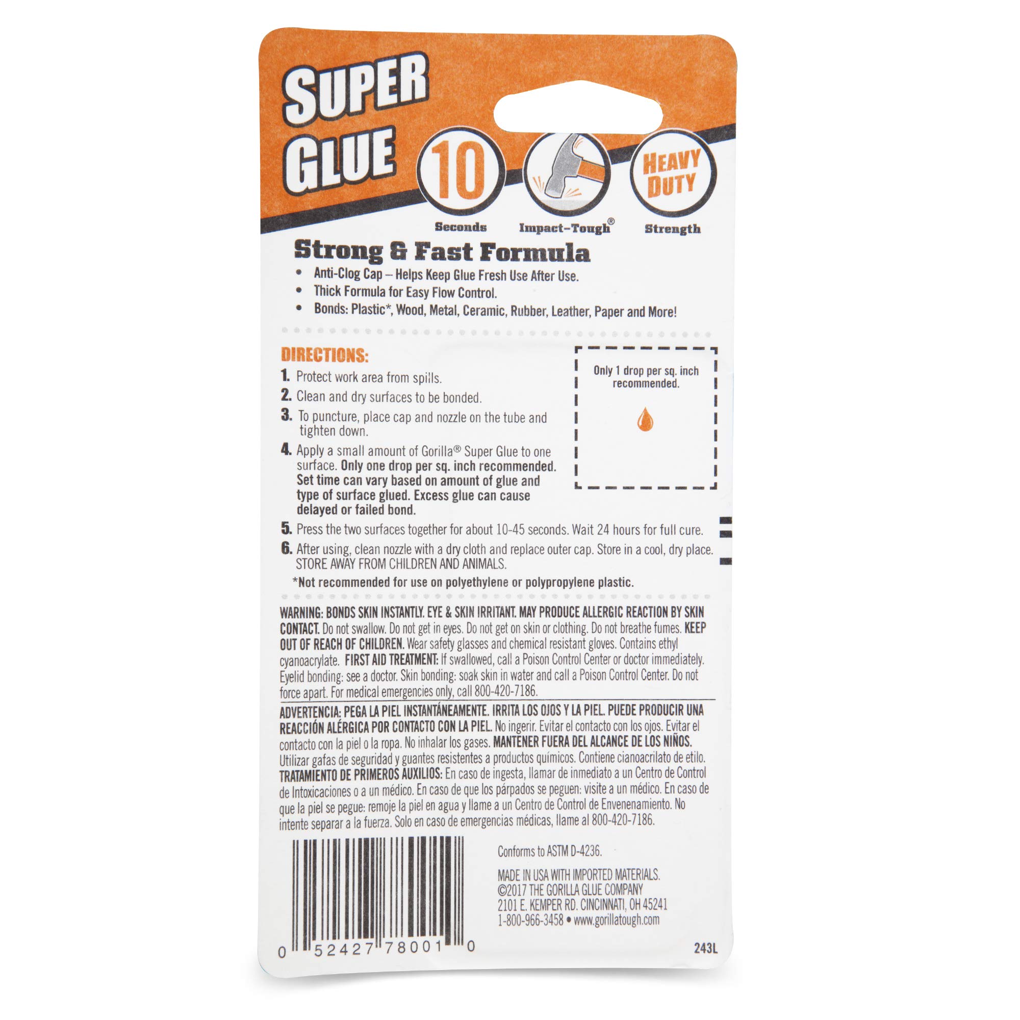 Gorilla Super Glue 15 Gram, Clear, (Pack of 1)