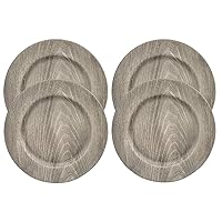 Rustic Distressed Farmhouse Faux Wood 13 in. Charger Plates in Gray Finish - Pack of 4