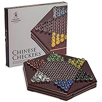 Yellow Mountain Imports Wooden Chinese Checkers Halma Board Game Set (12-Inch) with Storage Drawer and 60 Colored Glass Marbles (14mm) - Classic Strategy Game