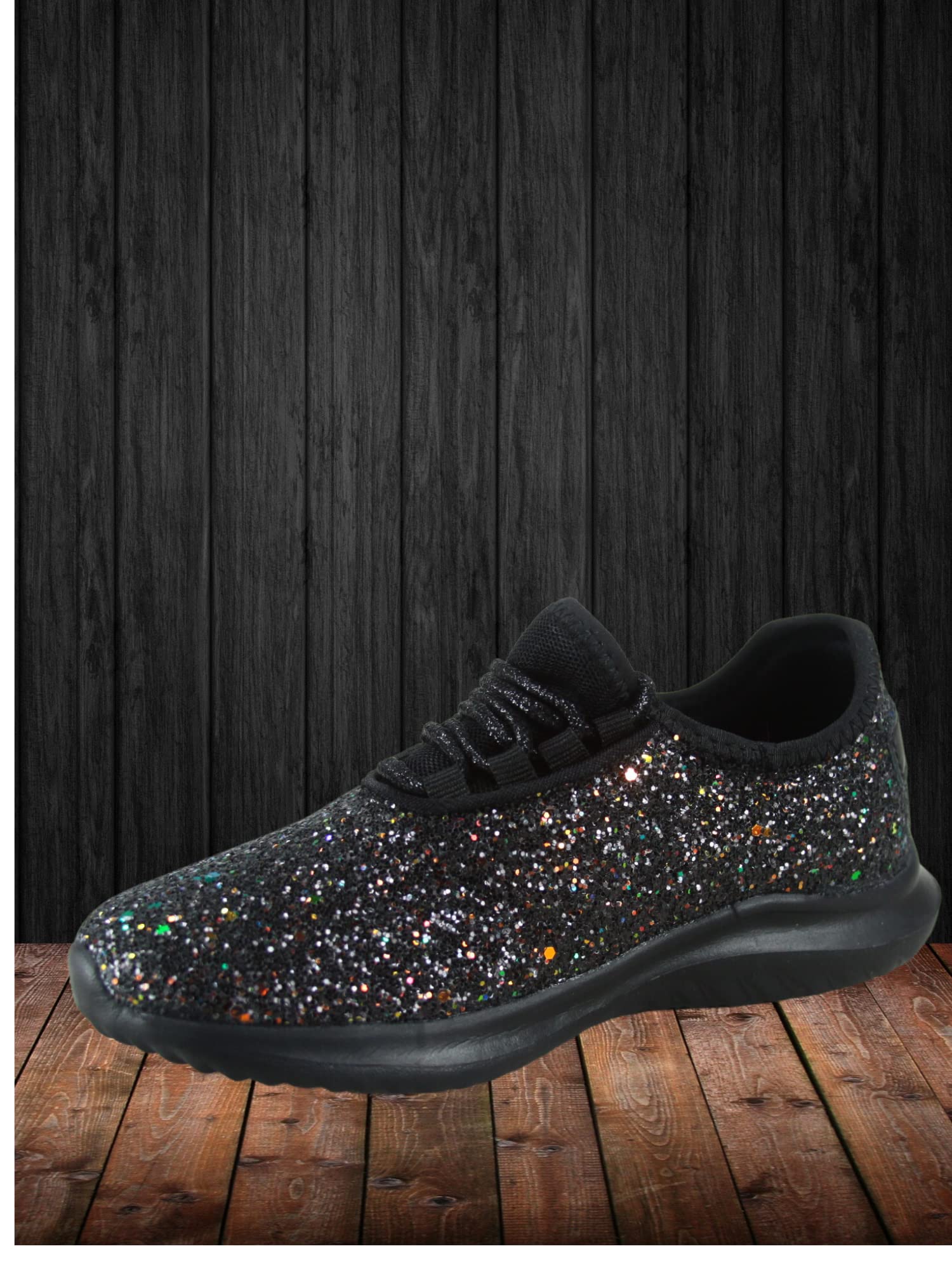 TZ Kid's Girl's Fashion Glitter Sparkle Slip On Lace Casual Walking Sneaker Shoes