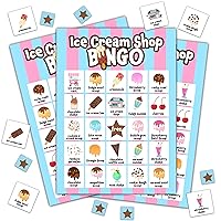Ice Cream Bingo Game, Summer Party Games Bingo Cards for Adults, Ice Cream Birthday Party Games, Baby Shower Games, Ice Cream Party Favors Supplies Decorations, 24 Players Bingo Game (B04)