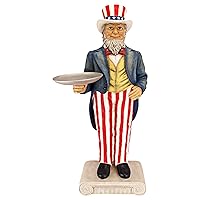 Design Toscano Uncle Sam Yankee Doodle Dandy Butler Pedestal Sculptural Table, Full Color