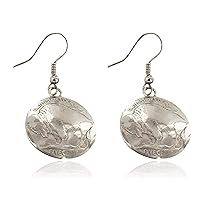 $150Tag Vintage Style OLD Certified Buffalo Nickel Coin Certified Silver Navajo Earrings 18179 Made By Loma Siiva