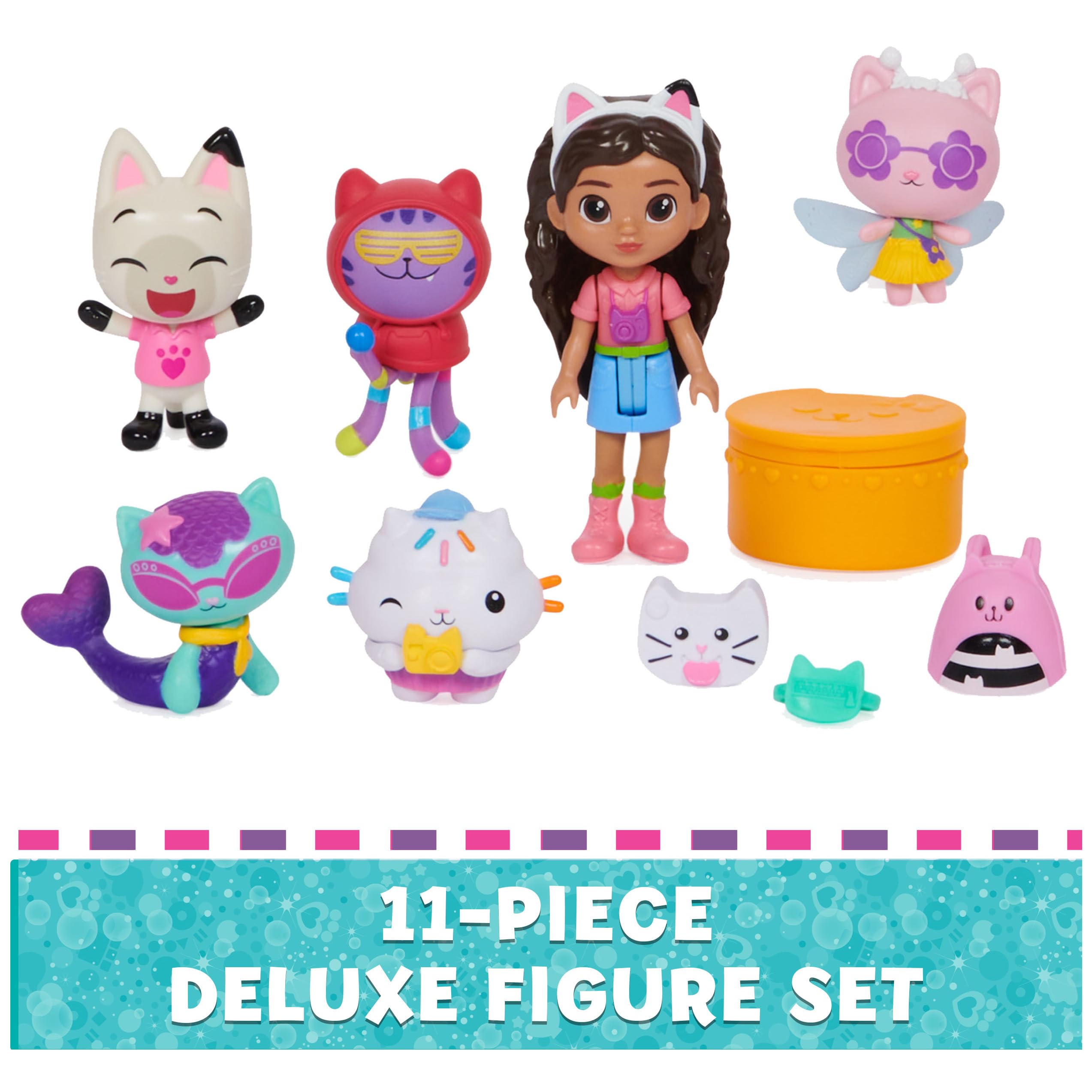 Gabby's Dollhouse, Travel Themed Figure Set with a Gabby Doll, 5 Cat Toy Figures, Surprise Toys & Dollhouse Accessories, Kids Toys for Girls & Boys 3+