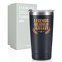 Onebttl Happy Birthday Tumbler For Men, Funny Birthday Gifts For Him, Boyfriend, Son, Husband, Dad, Son, Uncle–20 oz Stainless Steel Coffee Cup With Lid, Legends are Born in January