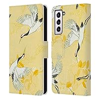 Head Case Designs Officially Licensed Haroulita Yellow Birds and Flowers Leather Book Wallet Case Cover Compatible with Samsung Galaxy S21 5G