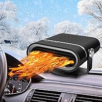 【 New】Portable Car Heater,Auto Heater Fan,Car Windshield Defogger Defroster,2 in1 Fast Heating or Cooling Fan,12V 150W Auto Ceramic Heater Fan Fast Heating 360 Degree Rotary Defroster Defogger (black)