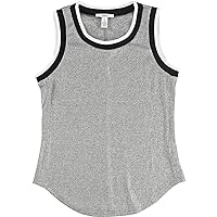 Womens Ribbed Shimmer Tank Top, Grey, XX-Large