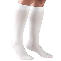 Truform 30-40 mmHg Compression Stockings for Men and Women, Knee High Length, Closed Toe, White, Medium