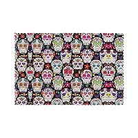 Colorful Flower Skulls Print Placemats for Dining Table Set of 6, Heat Resistant,Easy to Clean Non-Slip Place Mats