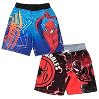 Marvel Spider-Man Peter Parker & Miles Morales Boys Swim Trunks Set - Spiderman Bathing Suit Swim Shorts 2-Pack Bundle Set