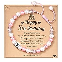 HGDEER 1-8 year old Birthday Gifts for Girl, Adjustable Pink White Pearl Bracelet for Daughter Niece Granddaughter Girls