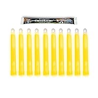 Cyalume Military Grade Yellow Glow Sticks - Premium Bright 6” ChemLight Emergency Glow Sticks with 8 Hour Duration (Bulk Pack of 10 Chem Lights)