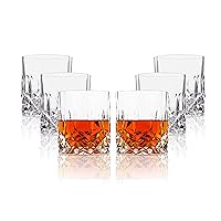 LEMONSODA Crystal Cut Old Fashioned Whiskey Glasses - 10oz Ultra-Clear Premium Lead-Free Crystal Glass Tumbler For Drinking Bourbon, Scotch, Cognac, Cocktails (Set of 6)