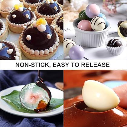 6 Holes Silicone Molds, JODEIAN 2 Packs Large Hot Chocolate Bomb Mold, Baking Mold for Making Hot Chocolate Bomb, Cake, Dome Mousse, Jelly, Pudding, BPA Free Semi Sphere Chocolate Mold, Dia: 2.6Inches
