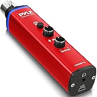 Pyle Microphone XLR to USB Signal Converter Adapter Universal Windows Mac Plug and Play Mic to PC Adaptor for Digital Recording Interface, Mix Audio Control, 48V Phantom Power, USB Cable (Red)