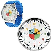 OWLCONIC Telling Time Teaching Clock - Bundled with Kids Watch. Learn to Tell Time Resources. Blue