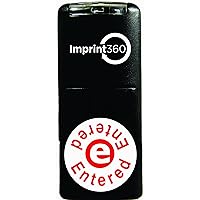 AS-IMP2011 Round Stamp Entered Written on top and Bottom with E in The Middle, Red Ink, Durable, Light Weight Self-Inking Stamp, 5/8