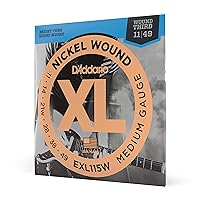 D'Addario Guitar Strings - XL Nickel Electric Guitar Strings - EXL115W - Perfect Intonation, Consistent Feel, Reliable Durability - For 6 String Guitars - 11-49 Medium Wound Third
