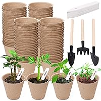 3” Peat Pots Seedling Pots Plant Starters Bulk 100 Pack Seed Starter Pots Biodegradable Plant Cups with Labels, Mini Seedling Tools for Garden Germination Nursery Pot