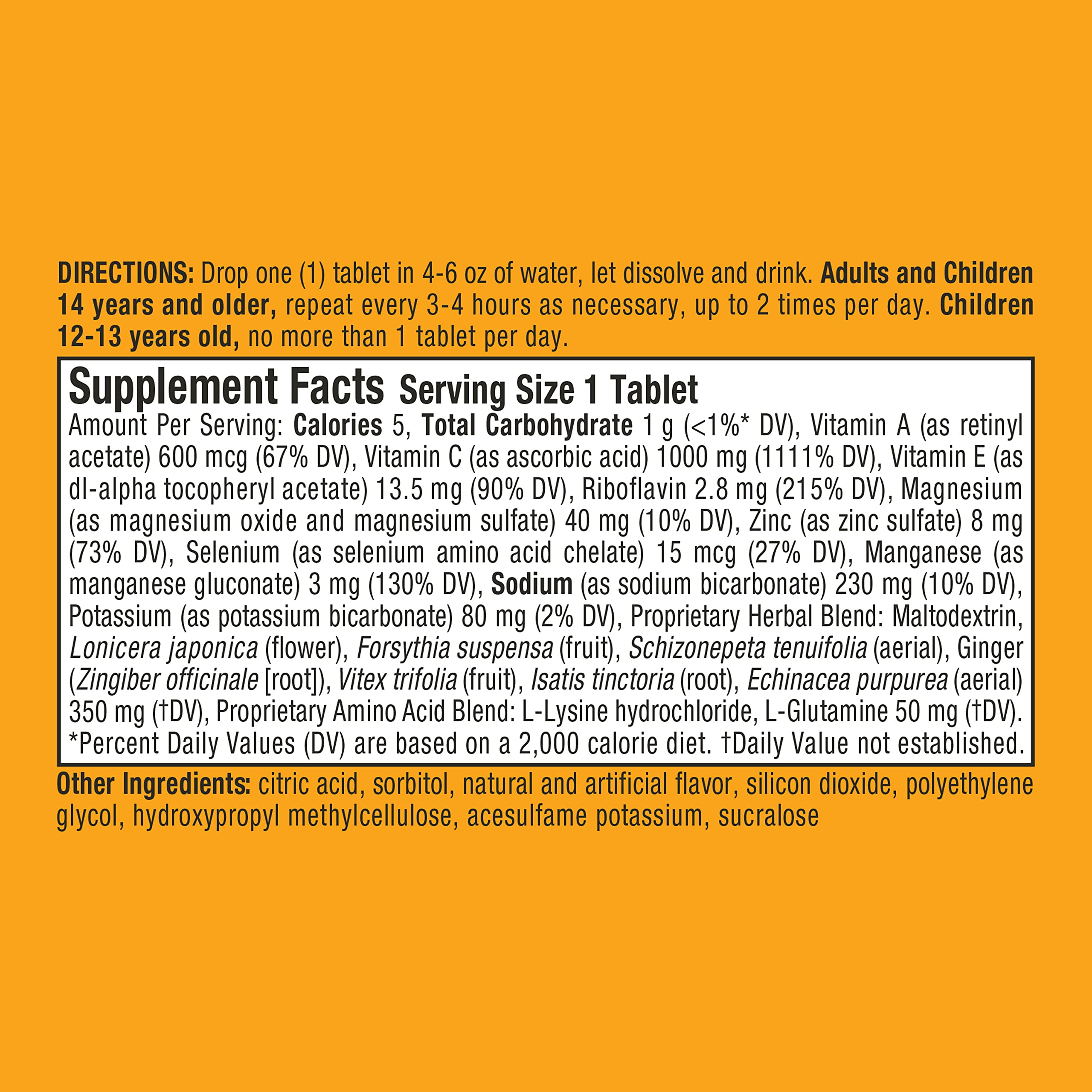 Airborne Vitamin C 1000mg (per serving) - Zesty Orange Effervescent Tablets (10 count box), Gluten-Free Immune Support Supplement, With Vitamins A C E, ZINC, Selenium, Echinacea & Ginger (Pack of 2)