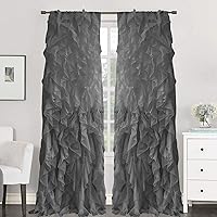 Sweet Home Collection 2 Pack Window Panel Sheer Voile Vertical Ruffled Waterfall Curtains