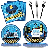 100 Pcs Police Party Plates and Napkins Party Supplies Police Birthday Party Tableware Set Police Officer and Car Party Decorations Favors for Police Theme Party Serves 25