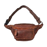 Genuine Leather Fanny Pack Multi Zippered Waist Bag Belt Purse Travel Pouch Bag
