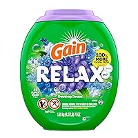Gain Super Sized flings! Laundry Detergent Soap Pacs, Relax, 3-in-1 Detergent Pacs with Febreze and Oxi, Dewdrop Dream Scent, 45 count