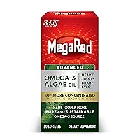 Omega-3 Advanced Algae Oil 600mg, MegaRed Softgels (50 Count In A Bottle), Omega-3’s for Heart, Joints, Brain & Eye Health*, EPA, DHA, Algae Oil, Vegetarian