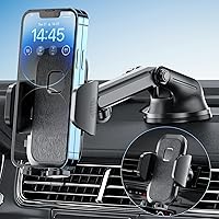 3-in-1 Phone Mount for car, Military-Grade Suction, Sturdy & Secure Long Arm Suction Cup Holder Universal Car Dashboard Windshield Air Vent Car Phone Holder Compatible with All Smartphones