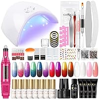 COSCELIA Color Changing Gel Nail Polish Set 10Pcs Poly Nail Gel Kit with Drill and U V Light 4pcs Poly Extension Builder Nail Manicure Tools All-in-One Nail Kit for Nail Salon For Women Girl