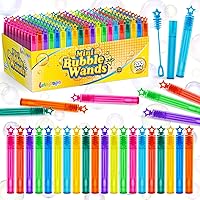 Bubble Wand, 200 Pcs Mini Bubble Wands Bulk in 10 Colors, Bubble Party Favors for Kids, Summer Toys, Indoor Outdoor Activity, Themed Birthday, Wedding, for Girls & Boys