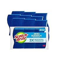 Zero Scratch Non-Scratch Scrub Sponges, For Washing Dishes and Cleaning Kitchen, 9 Scrub Sponges, Blue