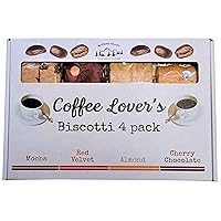 4 Flavor Variety Gift Box, Handcrafted and Soft Textured Biscotti - 6.8 oz total (Coffee Lover's 4 Pack)