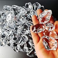 Clear Ice Pebbles, Light-refracting Cobbles for Garden Outdoor Decorative Stones, Fake Rocks for Landscaping, Aquariums, Vase Fillers, Transparent Resin cobblestones (60, 1.45 inches x 1.18 inches)